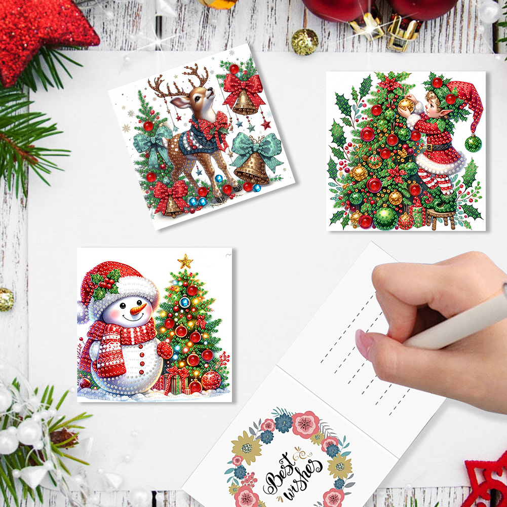 6Pcs DIY Diamond Painting Greeting Card - Christmas