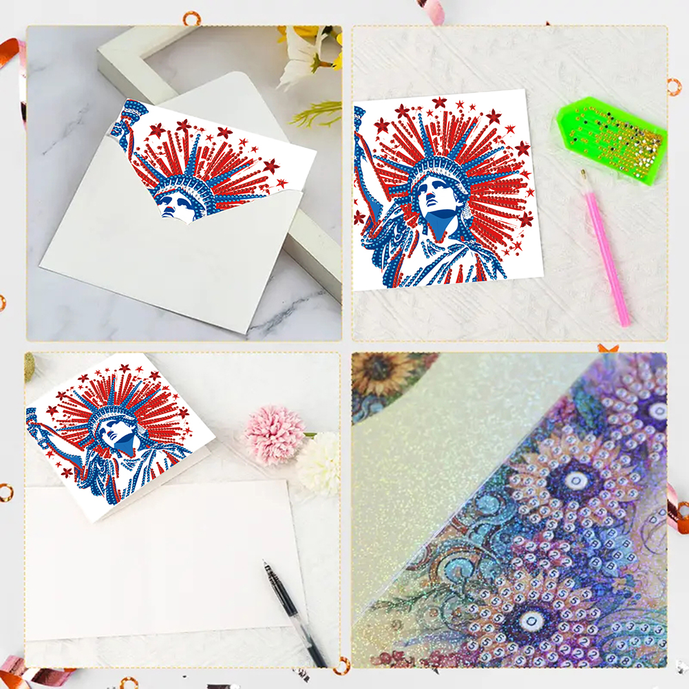 6Pcs DIY Diamond Painting Greeting Card - Independence Day