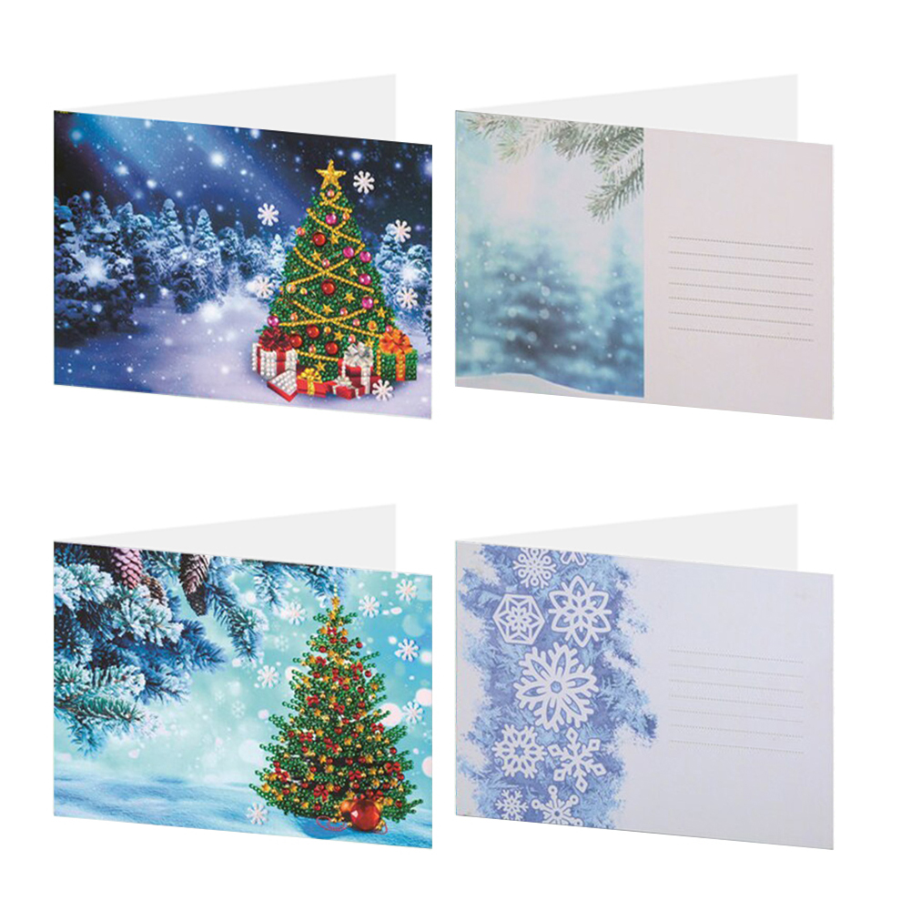 (Limited Stock)4pcs DIY Diamond Painting Greeting Card - Christmas Tree