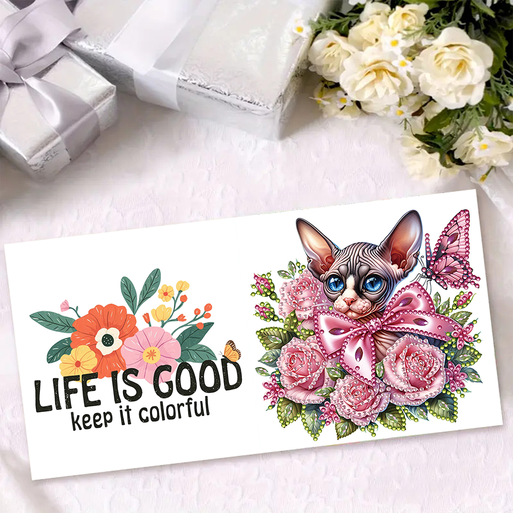 6Pcs DIY Diamond Painting Greeting Card - Cat