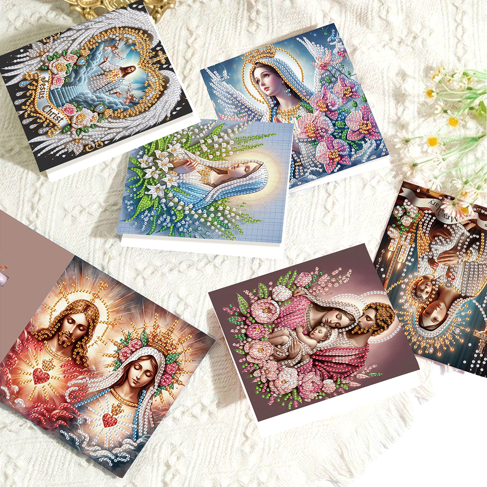 6Pcs DIY Diamond Painting Greeting Card - Holy Mother & Jesus