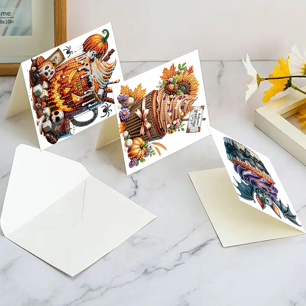 6Pcs DIY Diamond Painting Greeting Card - Halloween Designs