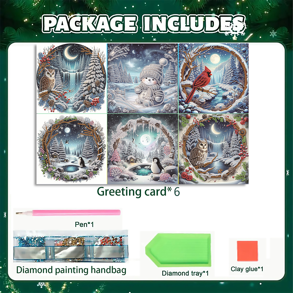 6Pcs DIY Diamond Painting Greeting Card - Christmas