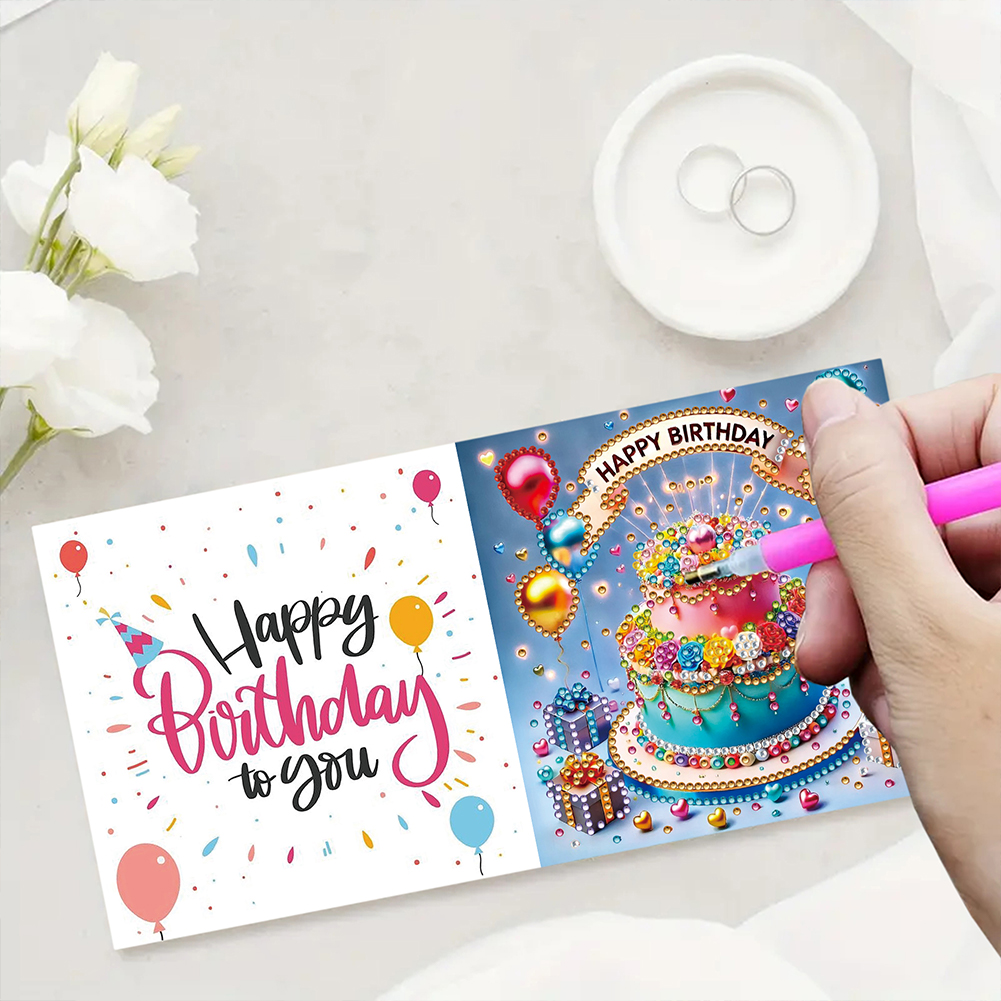 6Pcs DIY Diamond Painting Greeting Card - Birthday