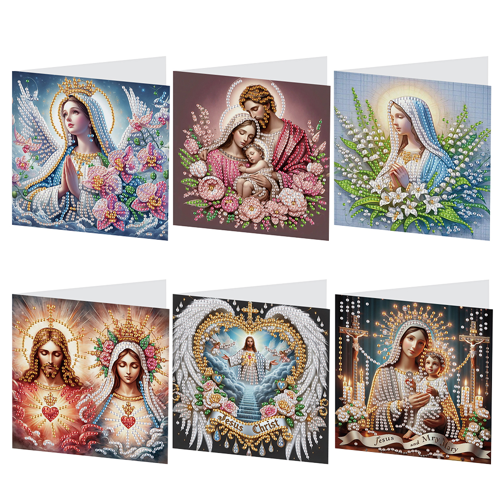 6Pcs DIY Diamond Painting Greeting Card - Holy Mother & Jesus
