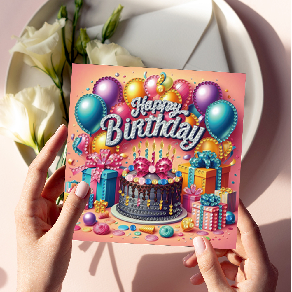 6Pcs DIY Diamond Painting Greeting Card - Birthday