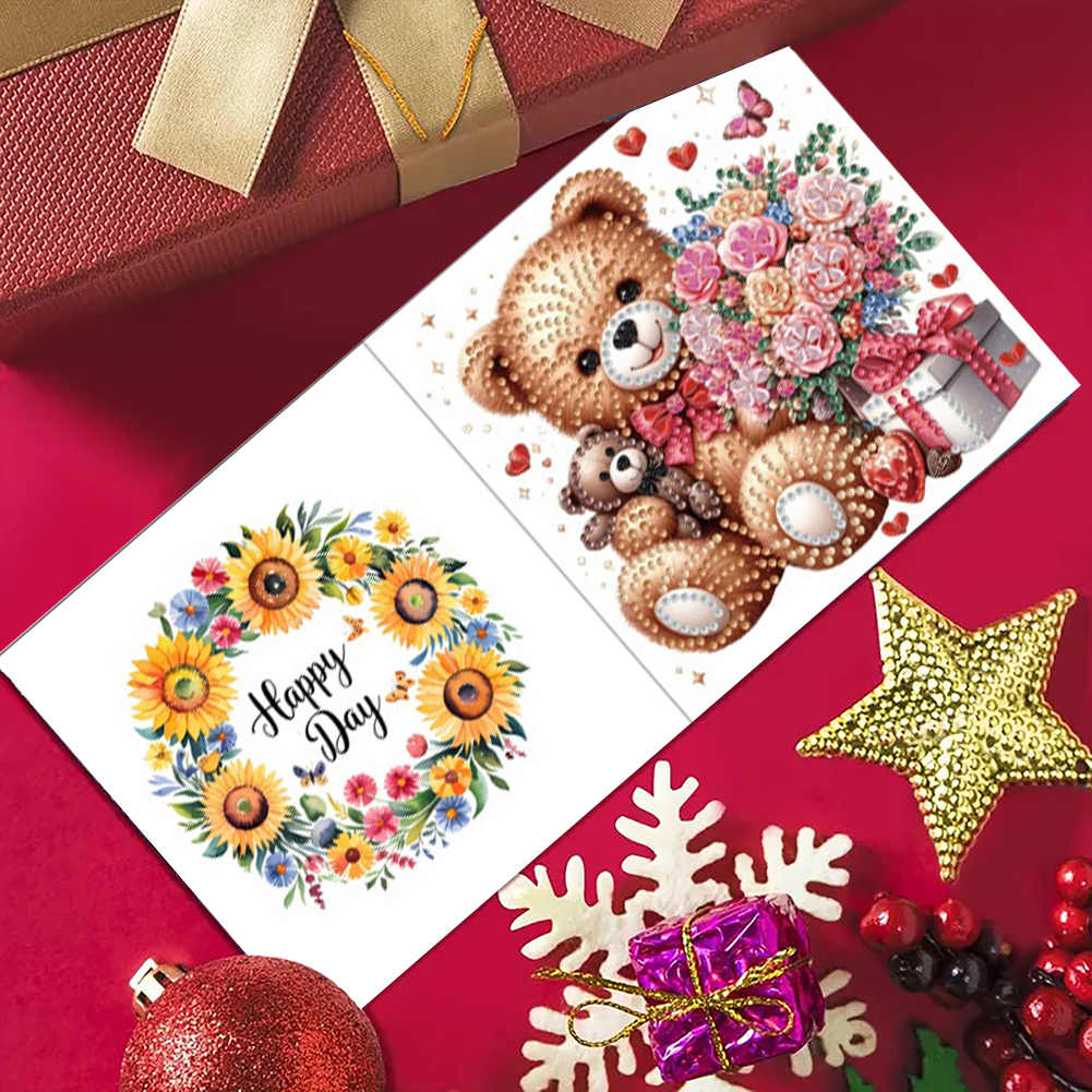 6Pcs DIY Diamond Painting Greeting Card - Bear