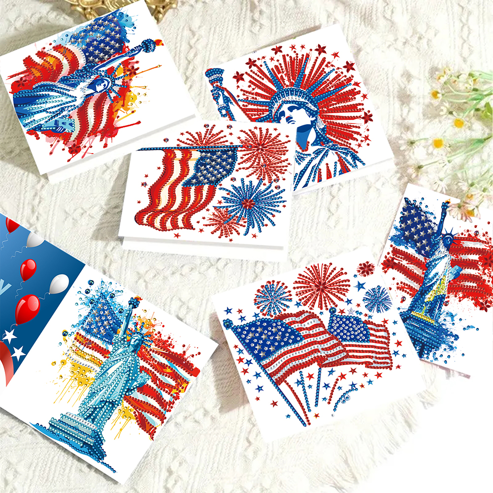 6Pcs DIY Diamond Painting Greeting Card - Independence Day