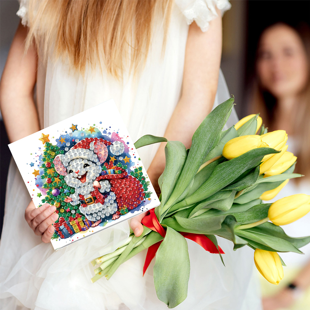 (Limited Stock)6Pcs DIY Diamond Painting Greeting Card - Xmas Animals
