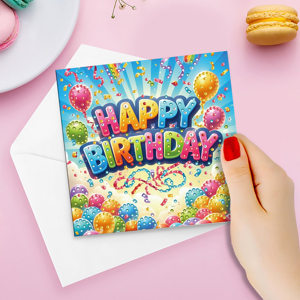 6Pcs DIY Diamond Painting Greeting Card - Birthday