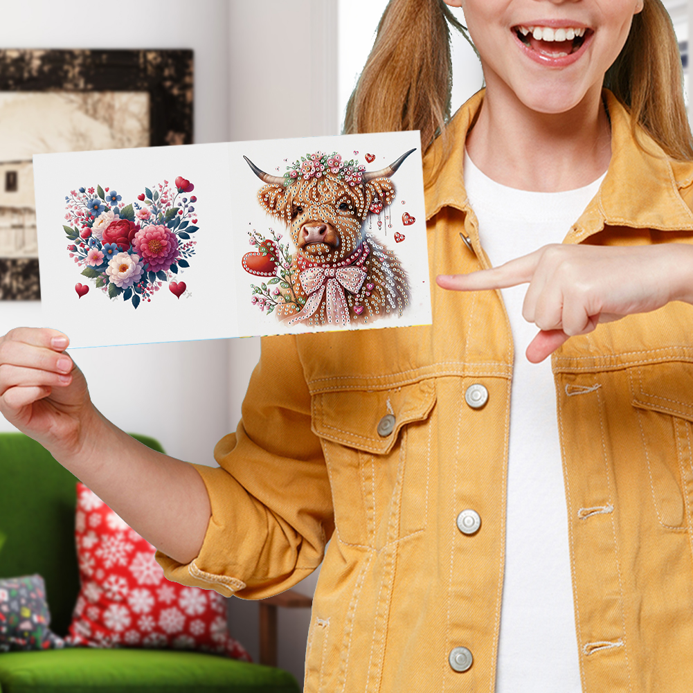 6Pcs DIY Diamond Painting Greeting Card - Love Yak