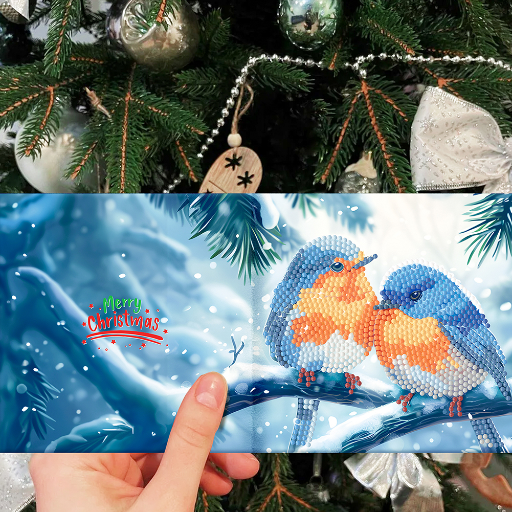 12Pcs DIY Diamond Painting Greeting Card -  Christmas Bird