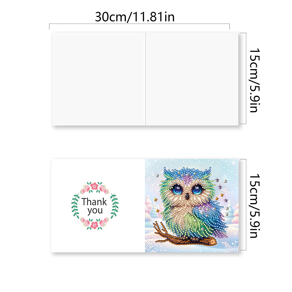 8Pcs DIY Diamond Painting Greeting Card - Snowy Owl