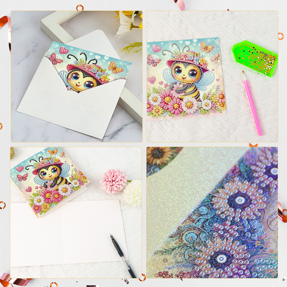 6Pcs DIY Diamond Painting Greeting Card - Bee Family