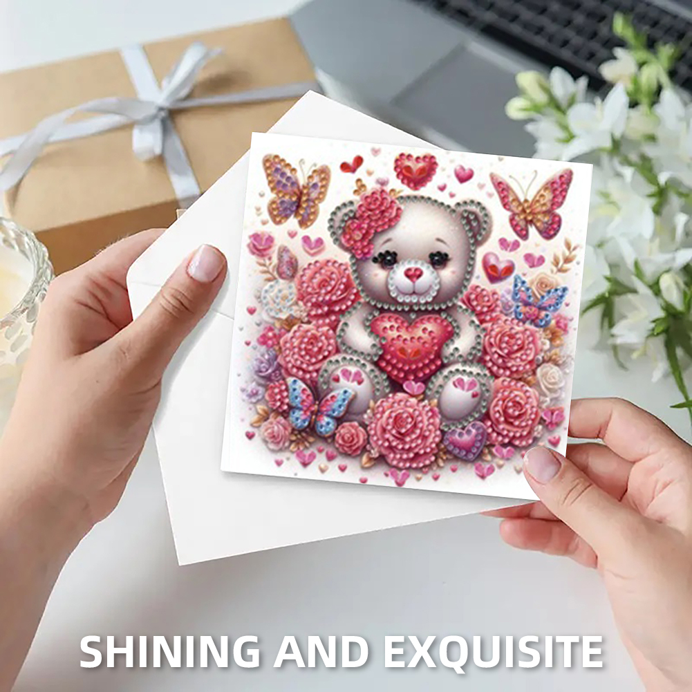 6Pcs DIY Diamond Painting Greeting Card - Bear