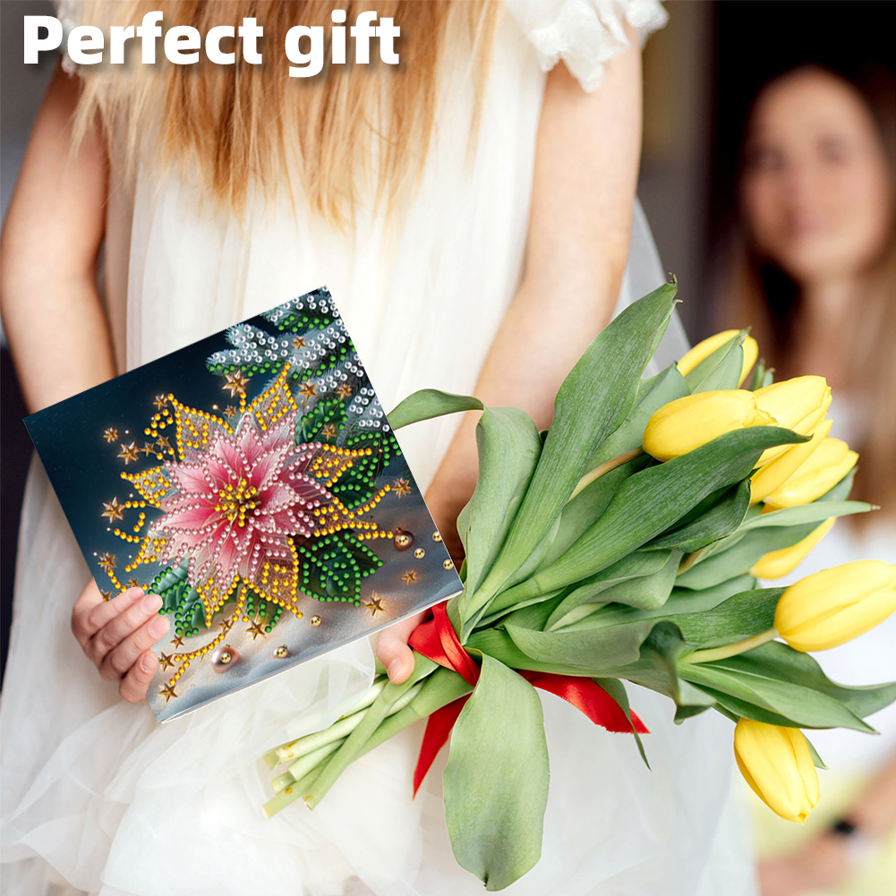 6Pcs DIY Diamond Painting Greeting Card - Xmas Flower