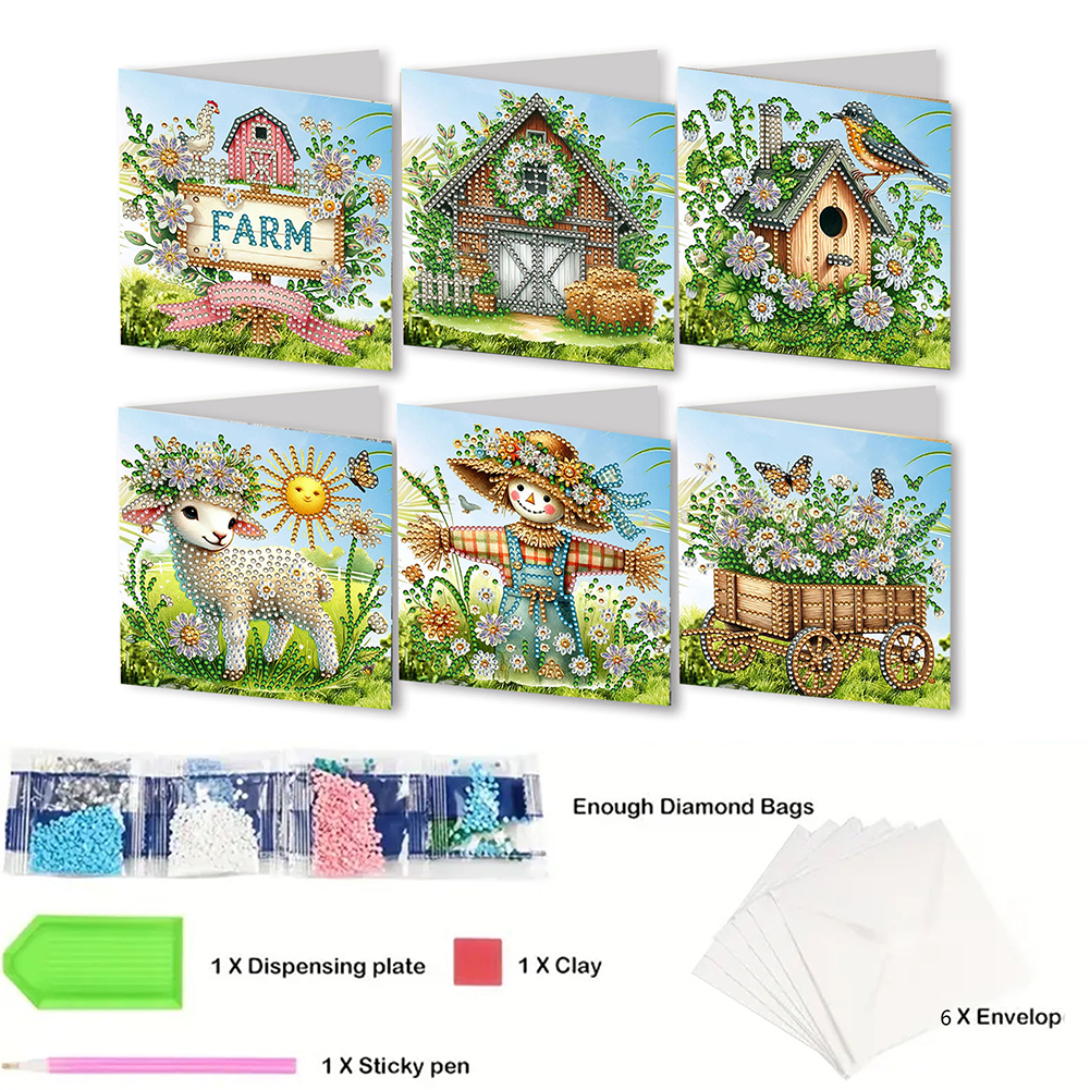 6pcs DIY Diamond Painting Greeting Card - Easter House