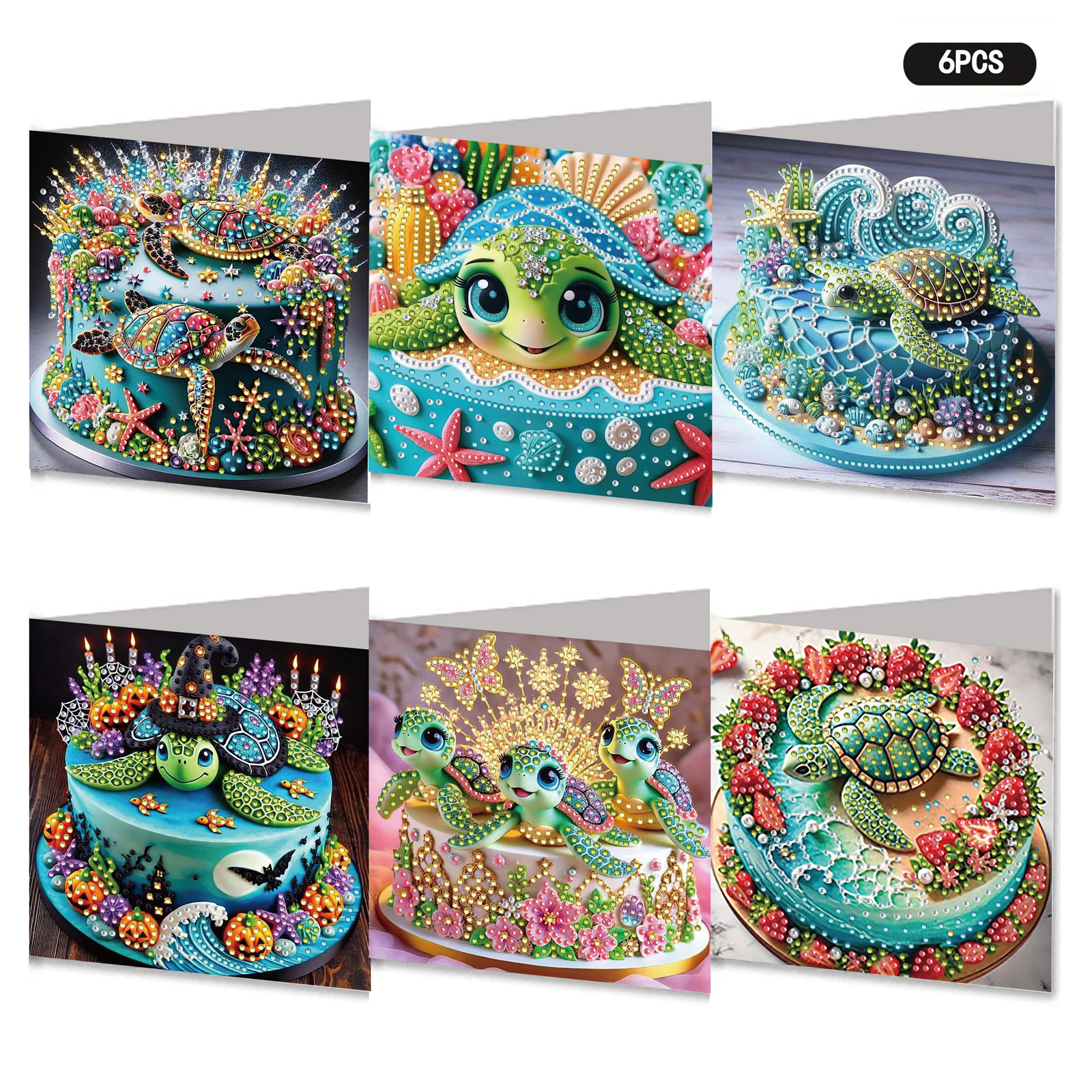 6Pcs DIY Diamond Painting Greeting Card - Turtle