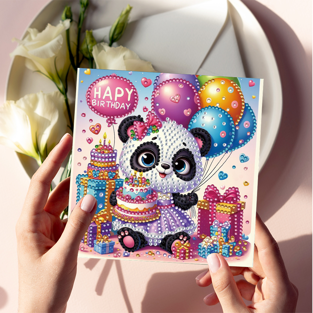 6Pcs DIY Diamond Painting Greeting Card - Animal Birthday