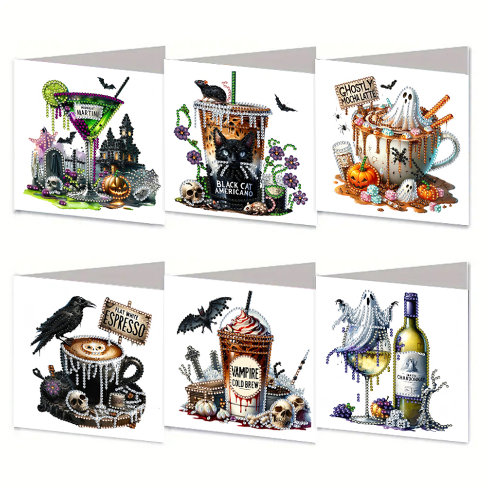 6Pcs DIY Diamond Painting Greeting Card - Halloween