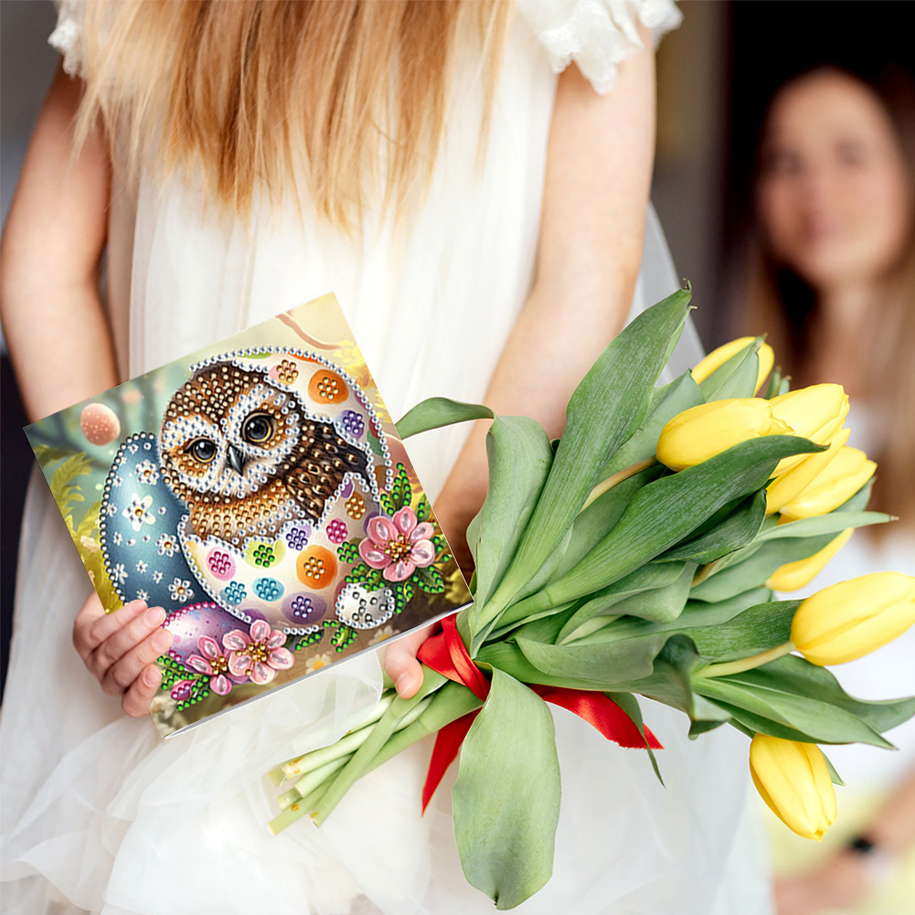 6pcs DIY Diamond Painting Greeting Card - Easter Egg Owls
