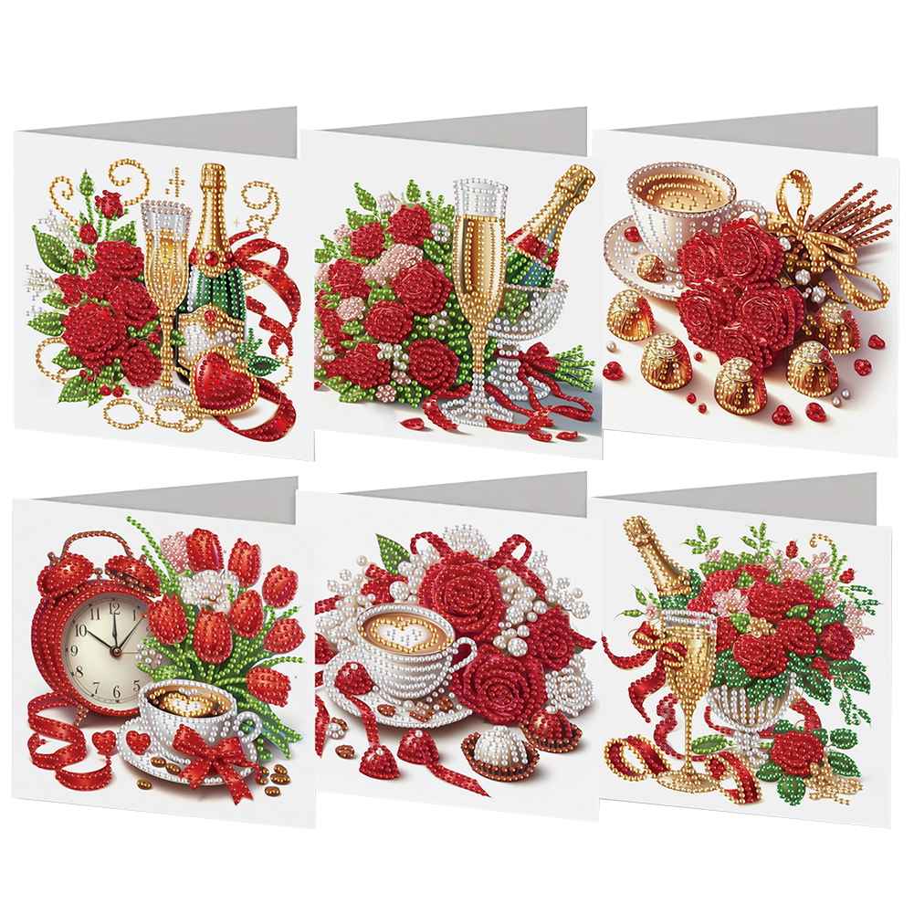 6Pcs DIY Diamond Painting Greeting Card - Valentine's Day