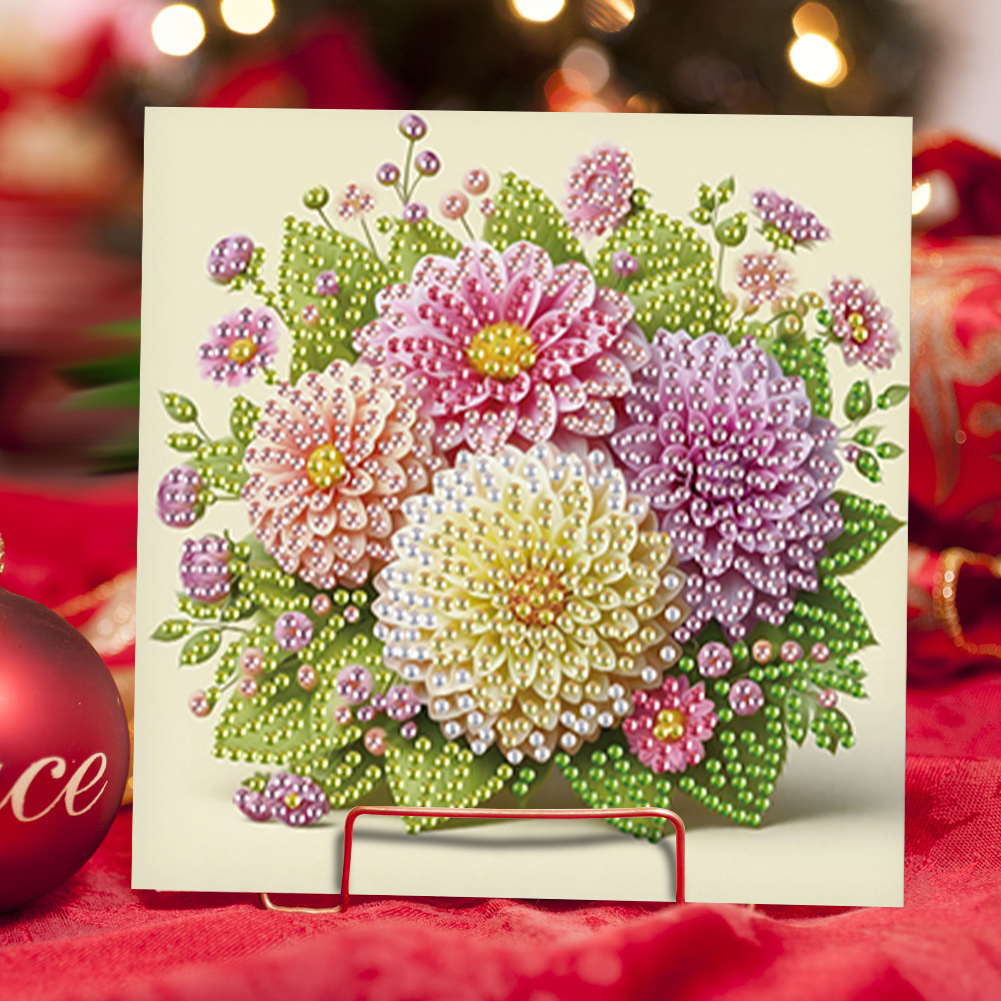 6Pcs DIY Diamond Painting Greeting Card - Bouquet Family