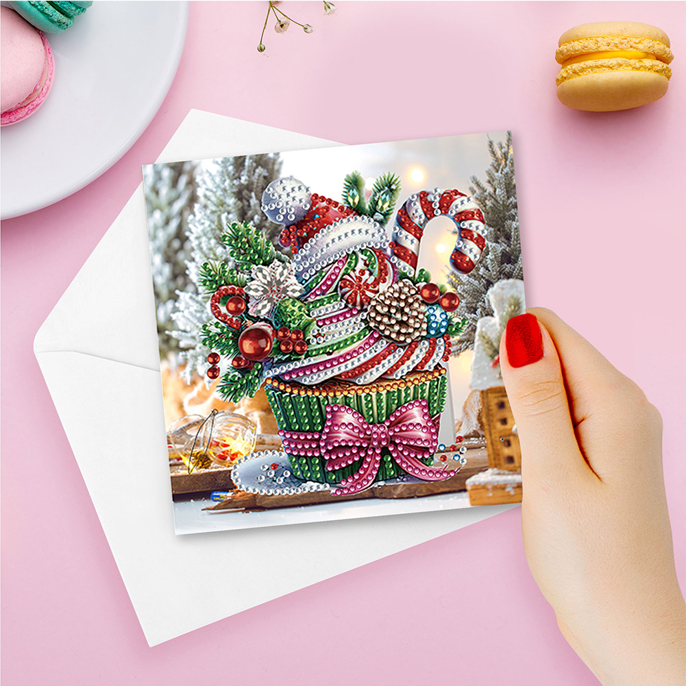 6pcs DIY Diamond Painting Greeting Card - Christmas Dessert