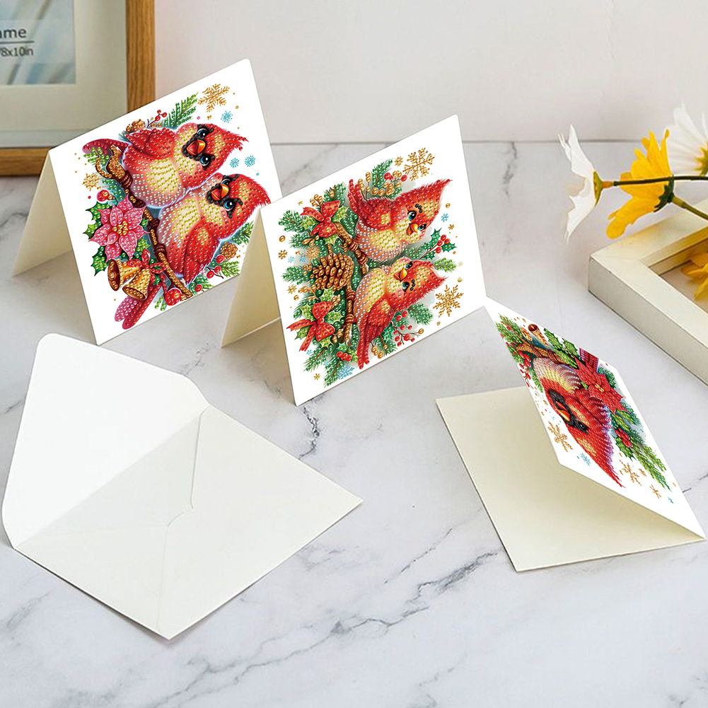 6Pcs DIY Diamond Painting Greeting Card - Cardinal