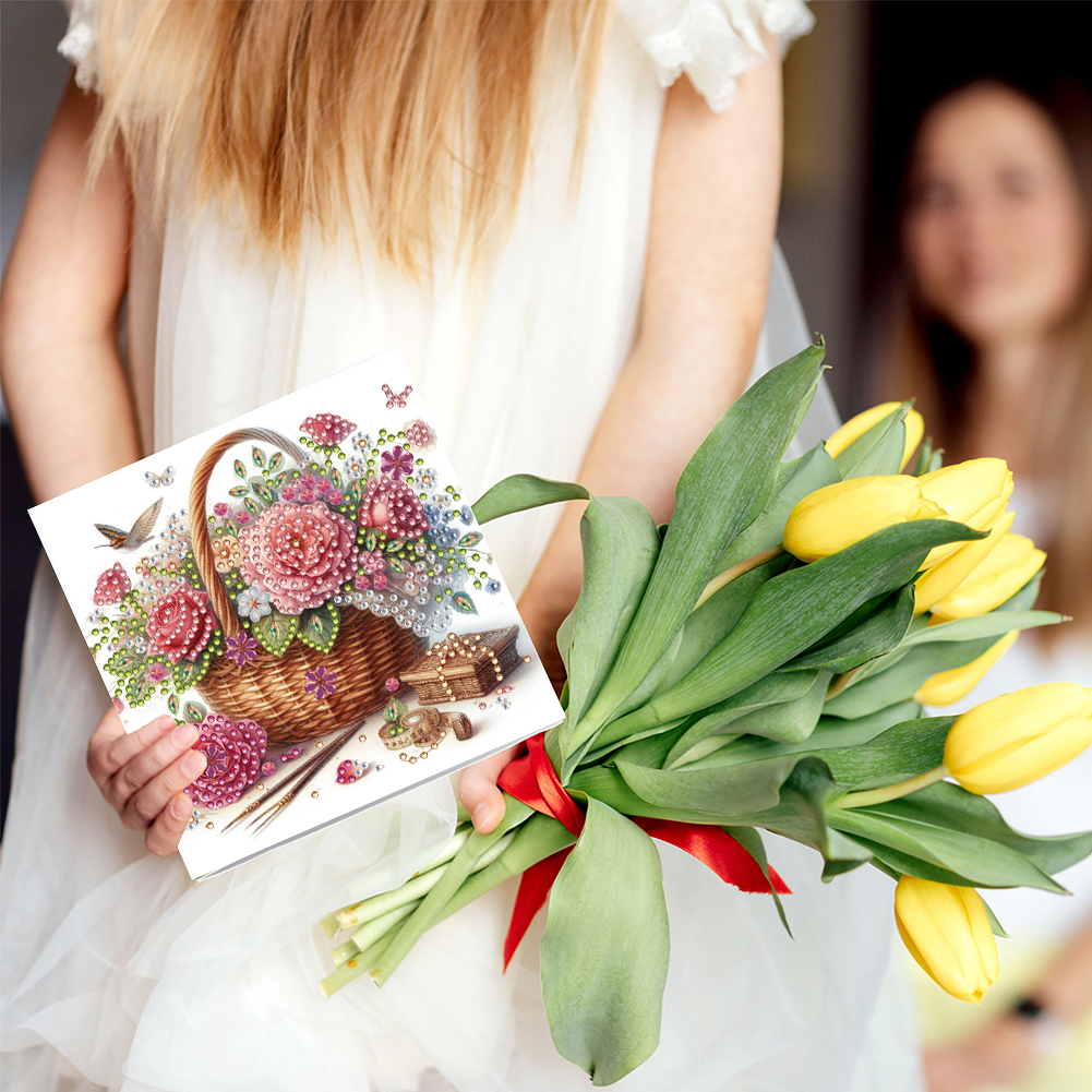 6Pcs DIY Diamond Painting Greeting Card - Bouquet
