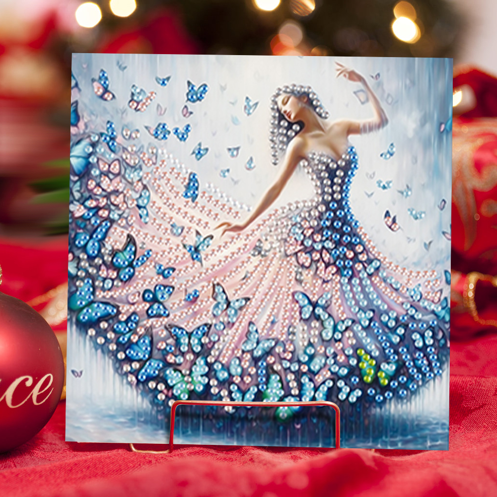 6Pcs DIY Diamond Painting Greeting Card - Dress Girl