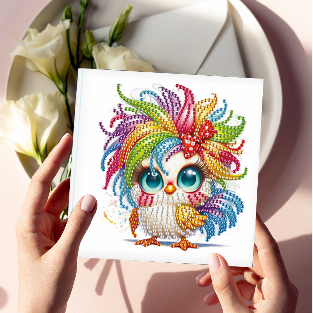 6Pcs DIY Diamond Painting Birthday Greeting Card - Funny Chicken