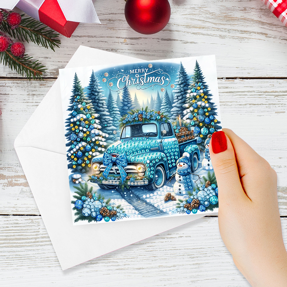 6Pcs DIY Diamond Painting Greeting Card - Christmas Car