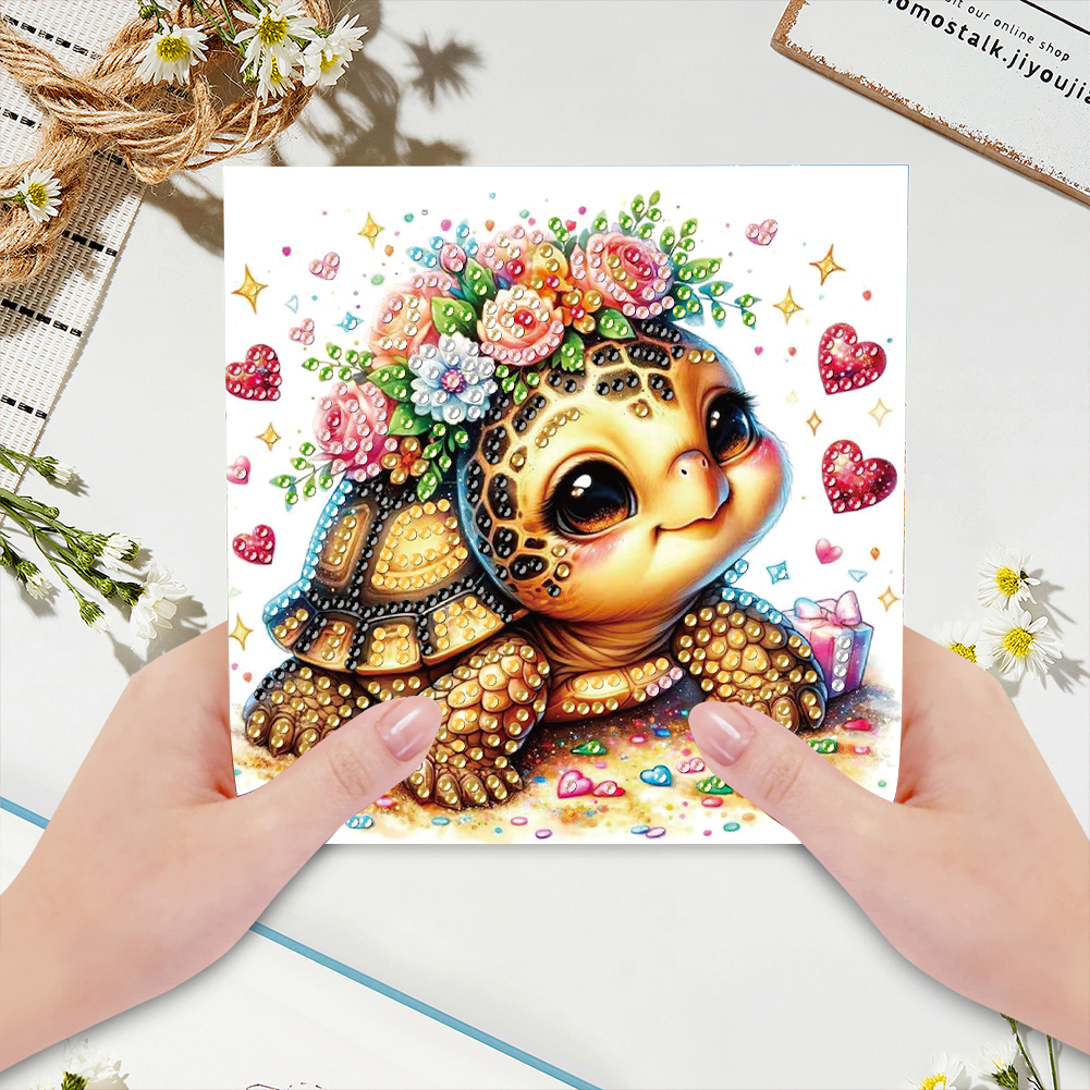6Pcs DIY Diamond Painting Greeting Card - Turtle Family