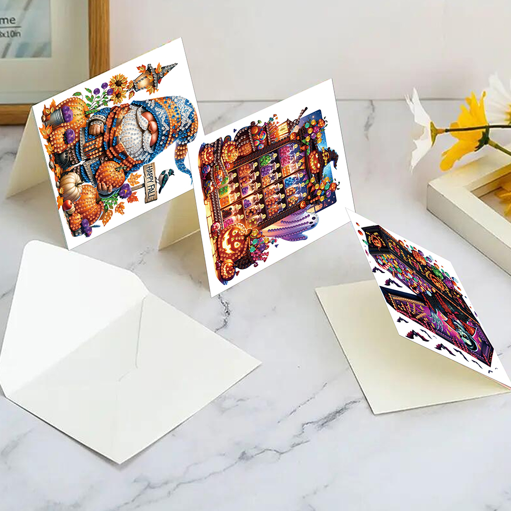 6Pcs DIY Diamond Painting Greeting Card - Halloween Designs