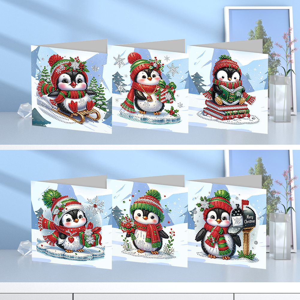 6Pcs DIY Diamond Painting Greeting Card - Penguin