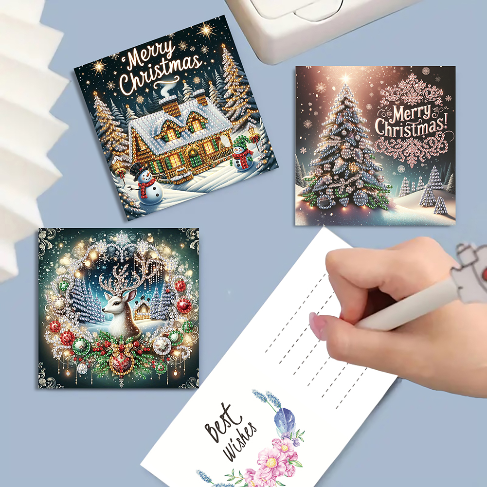 6Pcs DIY Diamond Painting Greeting Card - Christmas