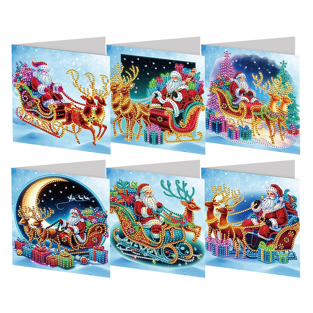 6Pcs DIY Diamond Painting Greeting Card - Xmas Santa Claus