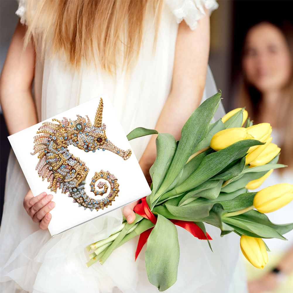 6Pcs DIY Diamond Painting Greeting Card - Seahorse