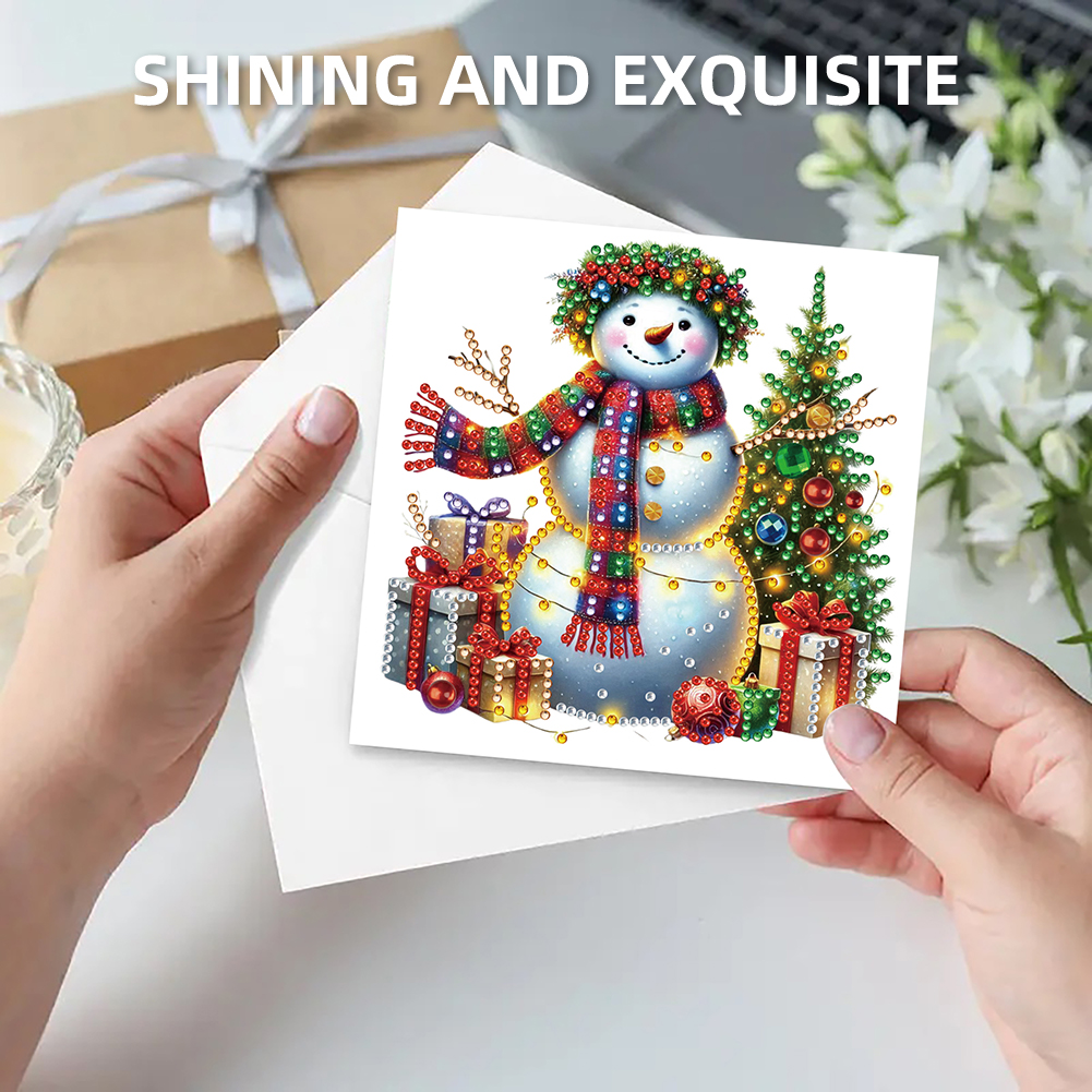 6Pcs DIY Diamond Painting Greeting Card - Xmas Snowman