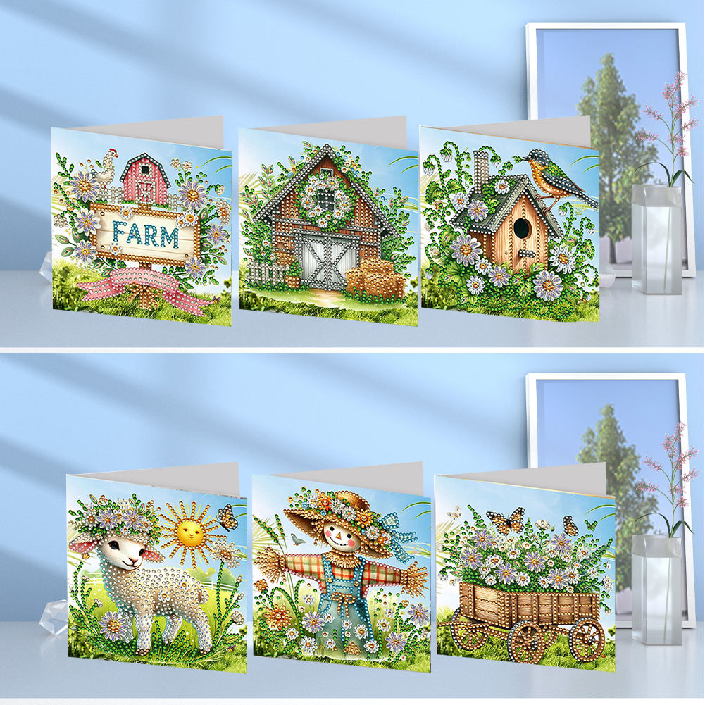 6pcs DIY Diamond Painting Greeting Card - Easter House