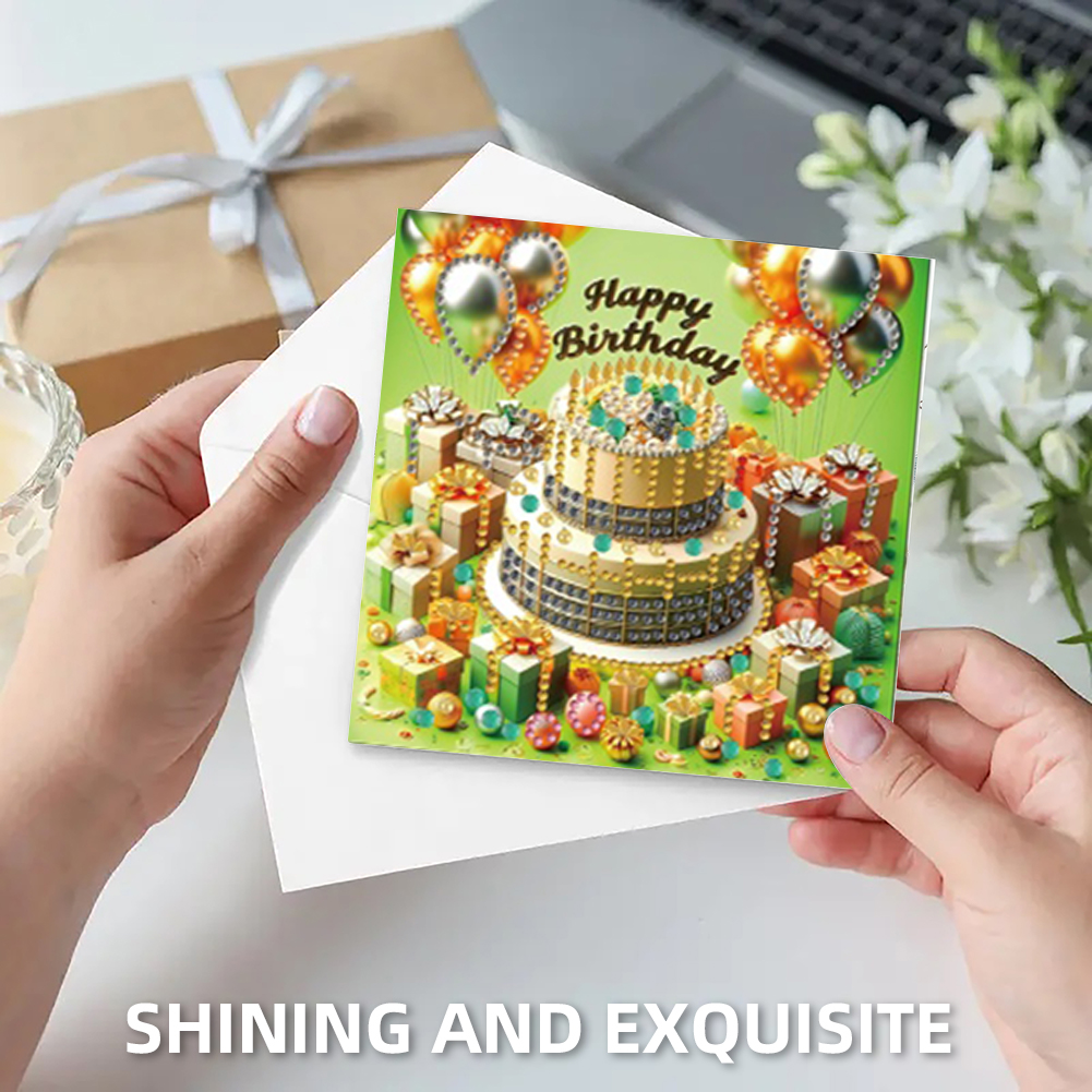 6Pcs DIY Diamond Painting Greeting Card - Birthday