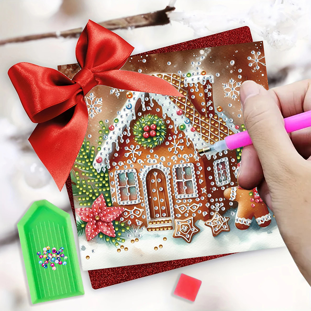 6Pcs DIY Diamond Painting Greeting Card - Gingerbread Man