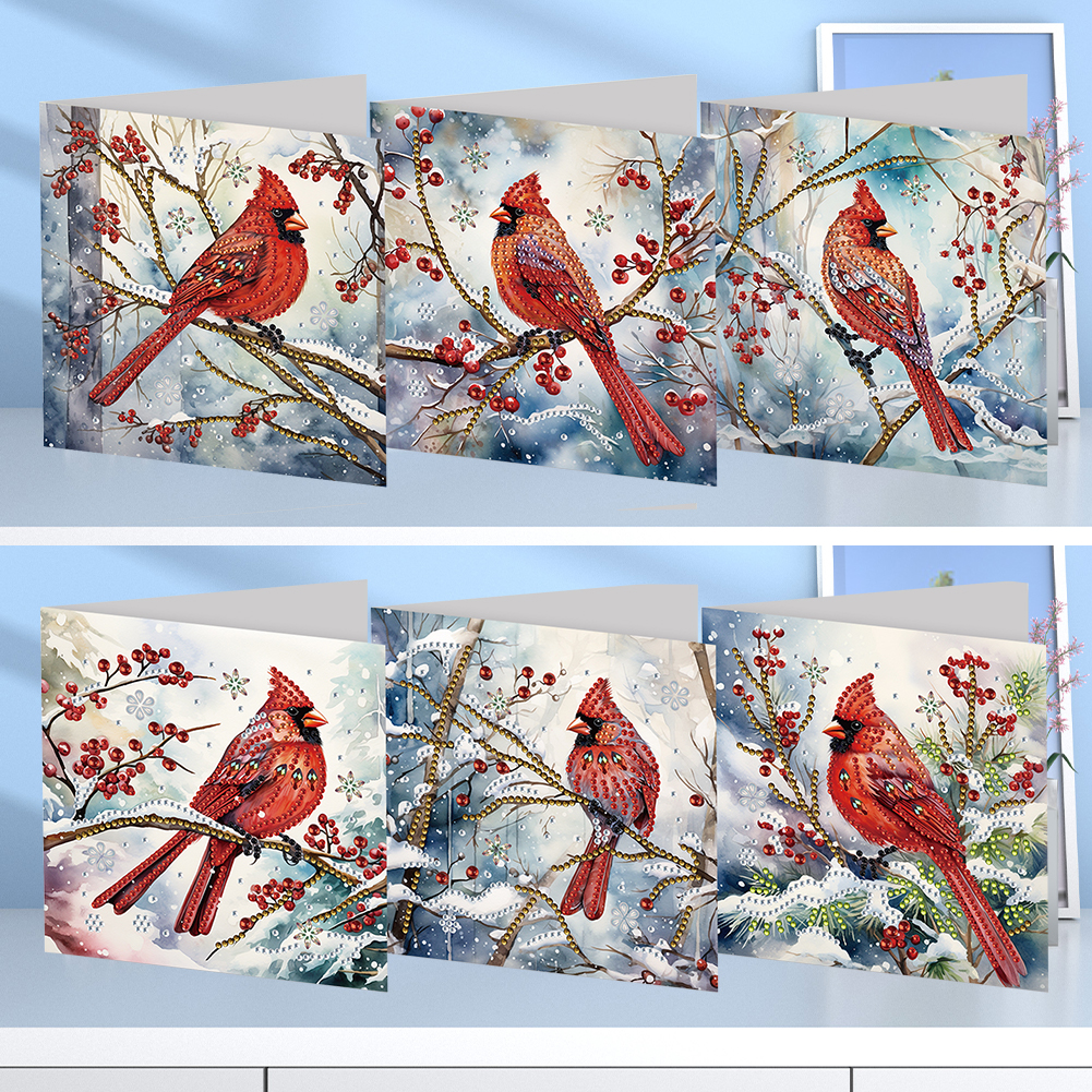 6Pcs DIY Diamond Painting Greeting Card - Finch