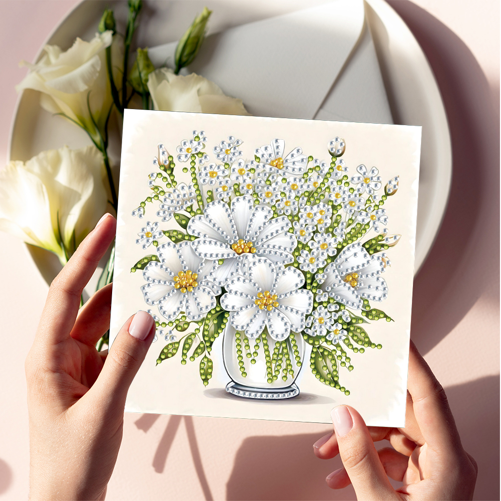 6Pcs DIY Diamond Painting Greeting Card - Flowers
