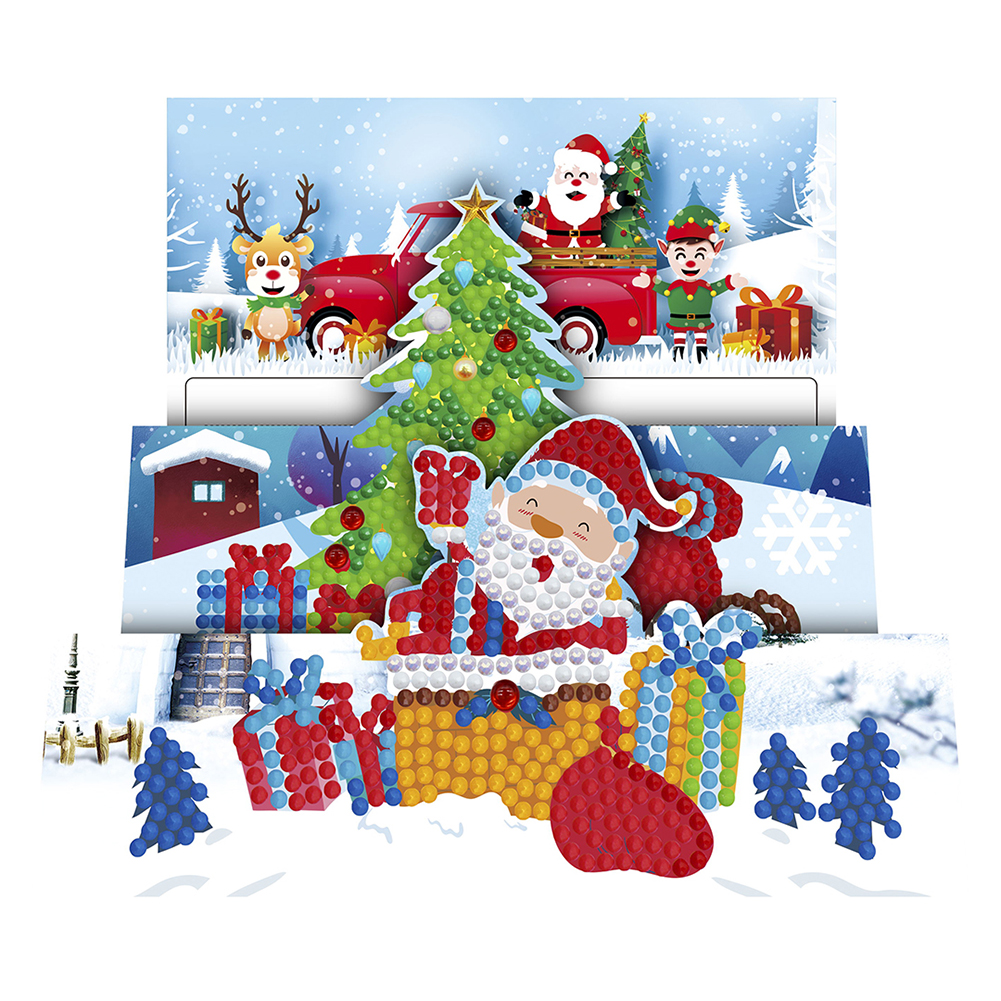 (Limited Stock)Everydayedeals 8pcs DIY Diamond Greeting Card Special-shaped Part Drill Christmas Postcard
