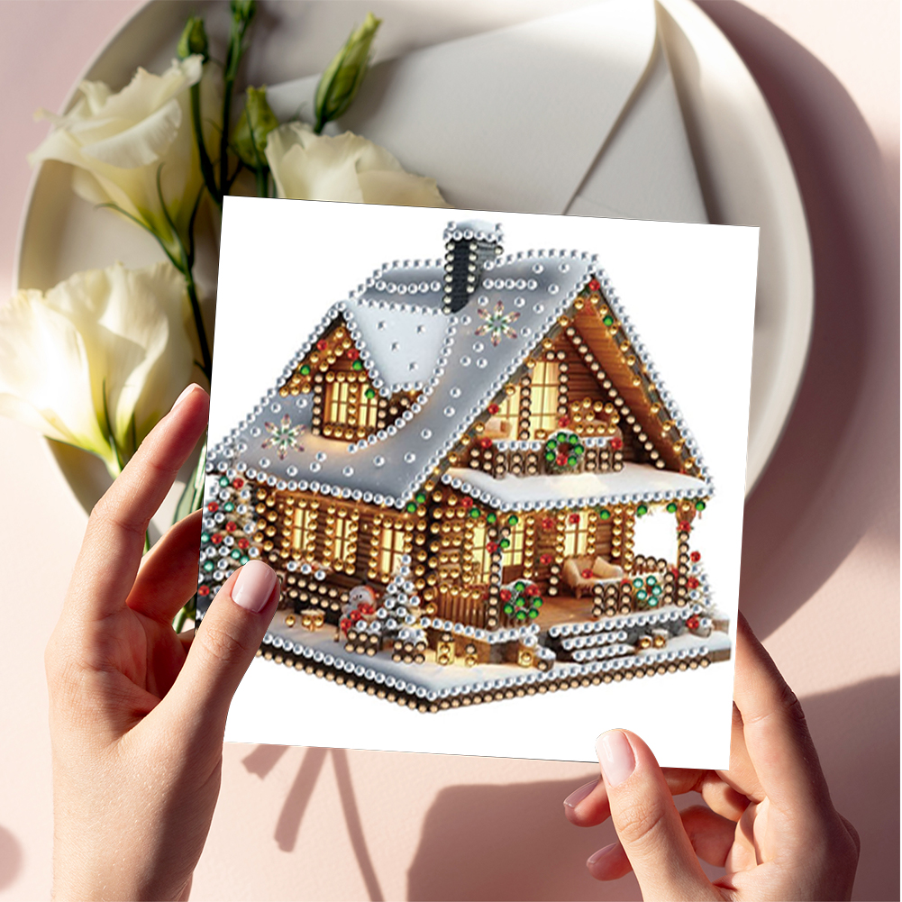 6Pcs DIY Diamond Painting Greeting Card - Xmas House