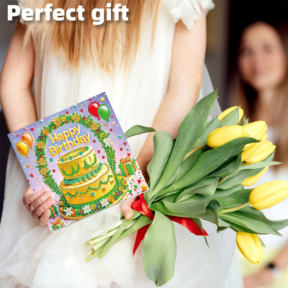 6Pcs DIY Diamond Painting Greeting Card - Birthday