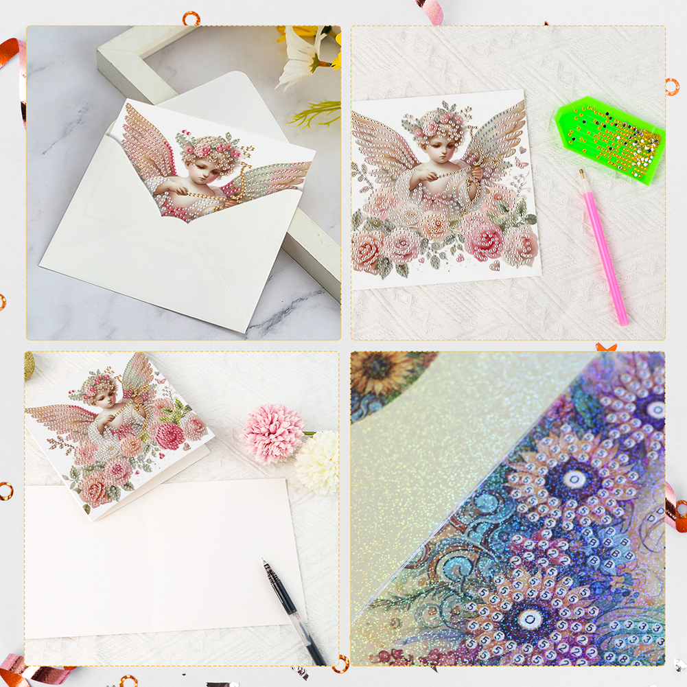 6Pcs DIY Diamond Painting Birthday Greeting Card - Cupid Angel