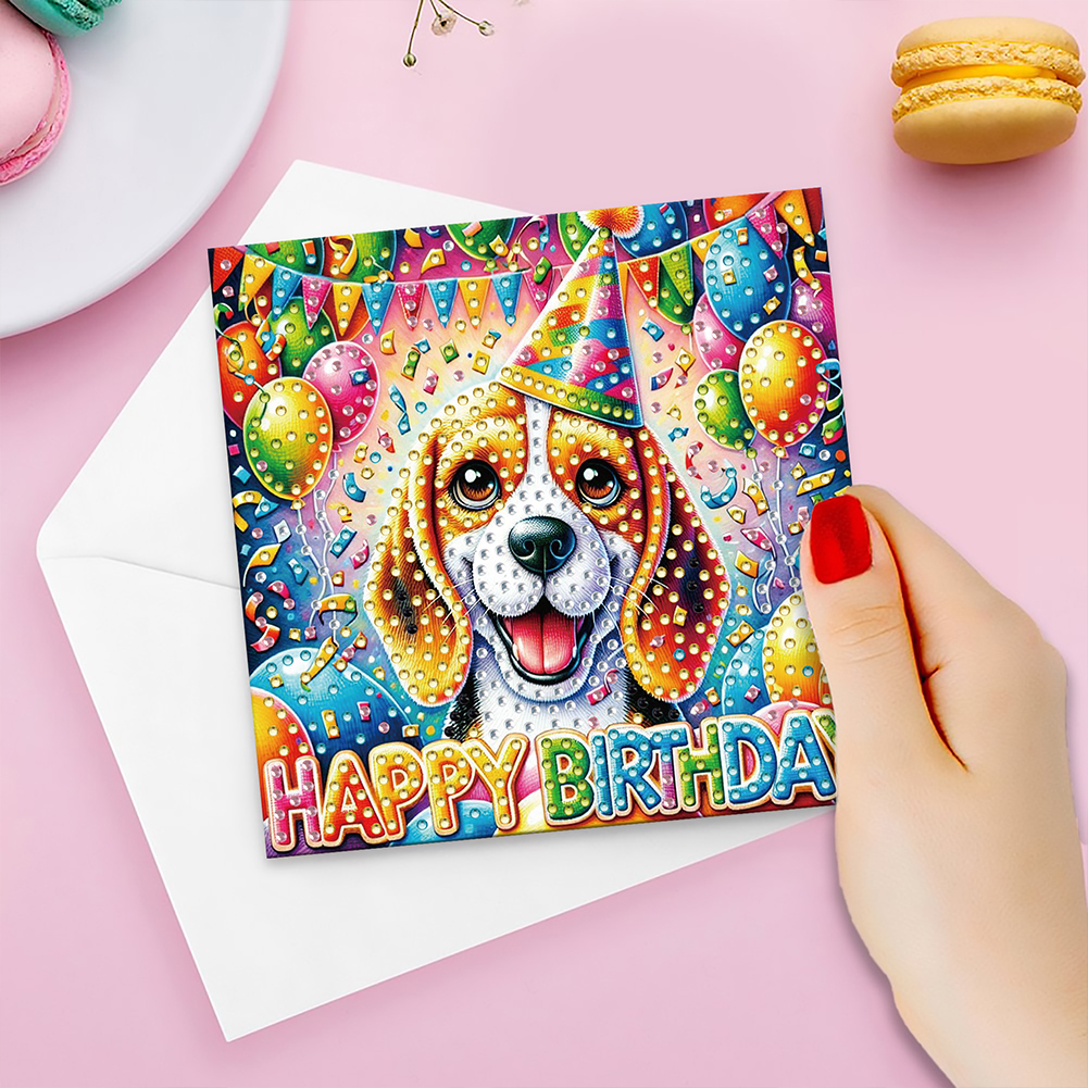 6Pcs DIY Diamond Painting Greeting Card - Dog Birthday